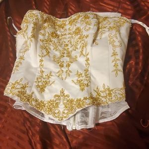 gold & white beaded bridal top